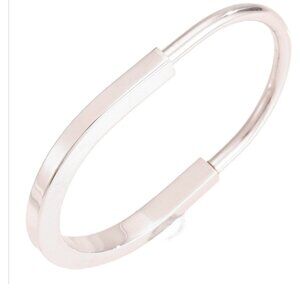 Silver oval shaped lock bangle bracelet